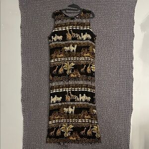 Premier Gold and Black Animal Print Dress 100% Rayon